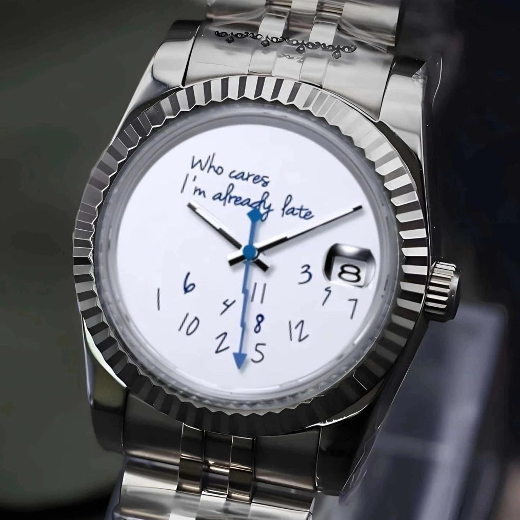 Who Cares I'm Already Late White Watch