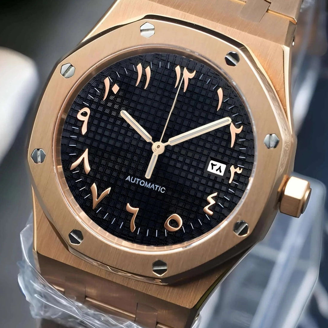 Seikoak Rose Gold Black Arabic